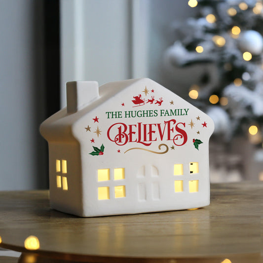 Personalised 'Believes' Christmas LED House – Christmas Ornament
