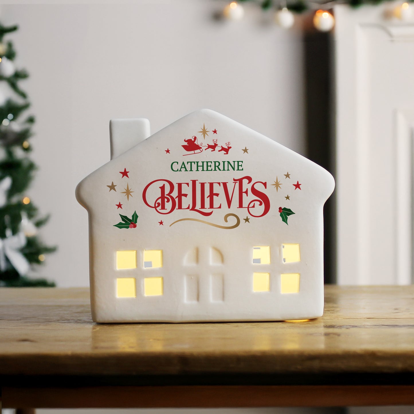 Personalised 'Believes' Christmas LED House – Christmas Ornament