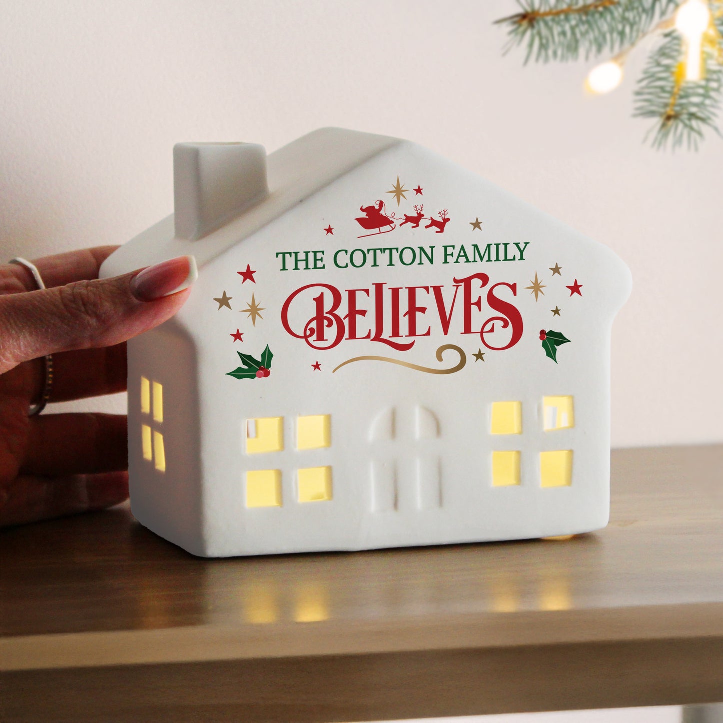Personalised 'Believes' Christmas LED House – Christmas Ornament