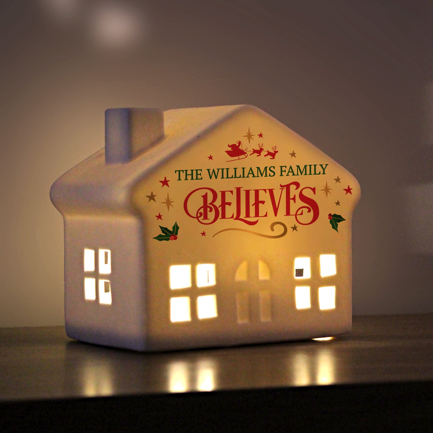 Personalised 'Believes' Christmas LED House – Christmas Ornament