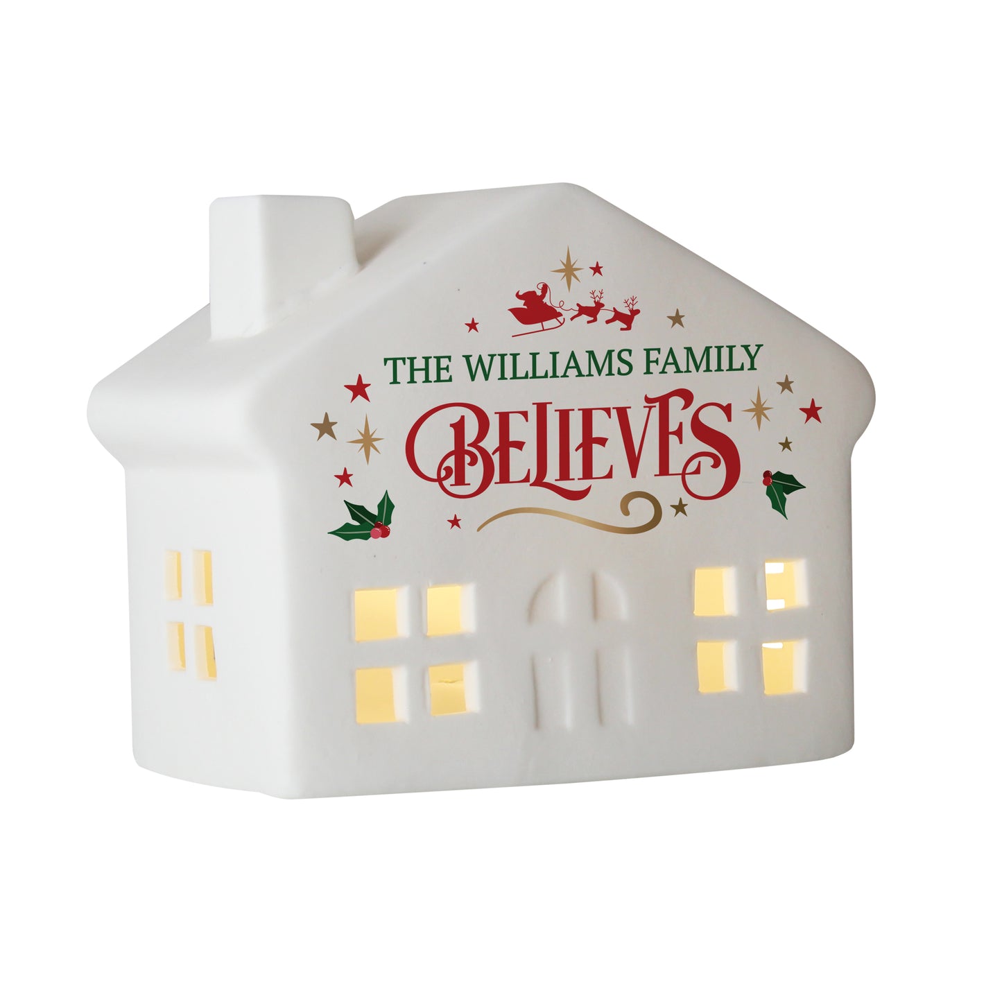 Personalised 'Believes' Christmas LED House – Christmas Ornament