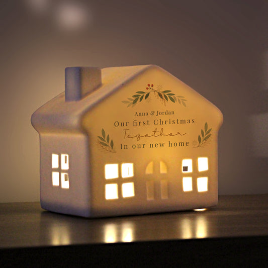 Personalised Christmas Foliage LED House – Light Up Christmas Decoration