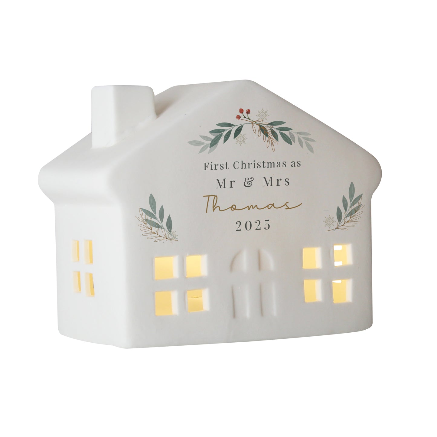Personalised Christmas Foliage LED House – Light Up Christmas Decoration