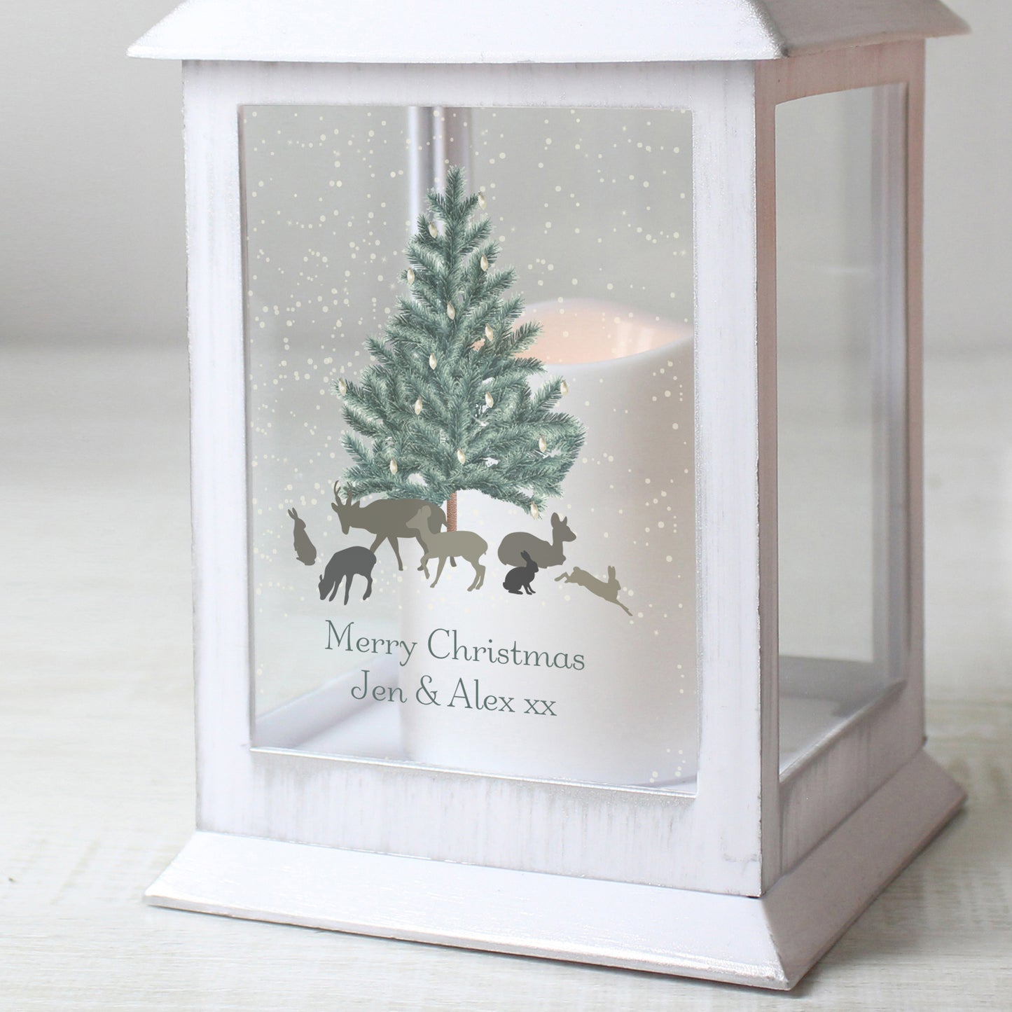 Personalised A Winter's Night White Lantern – Light Up Christmas Ornament