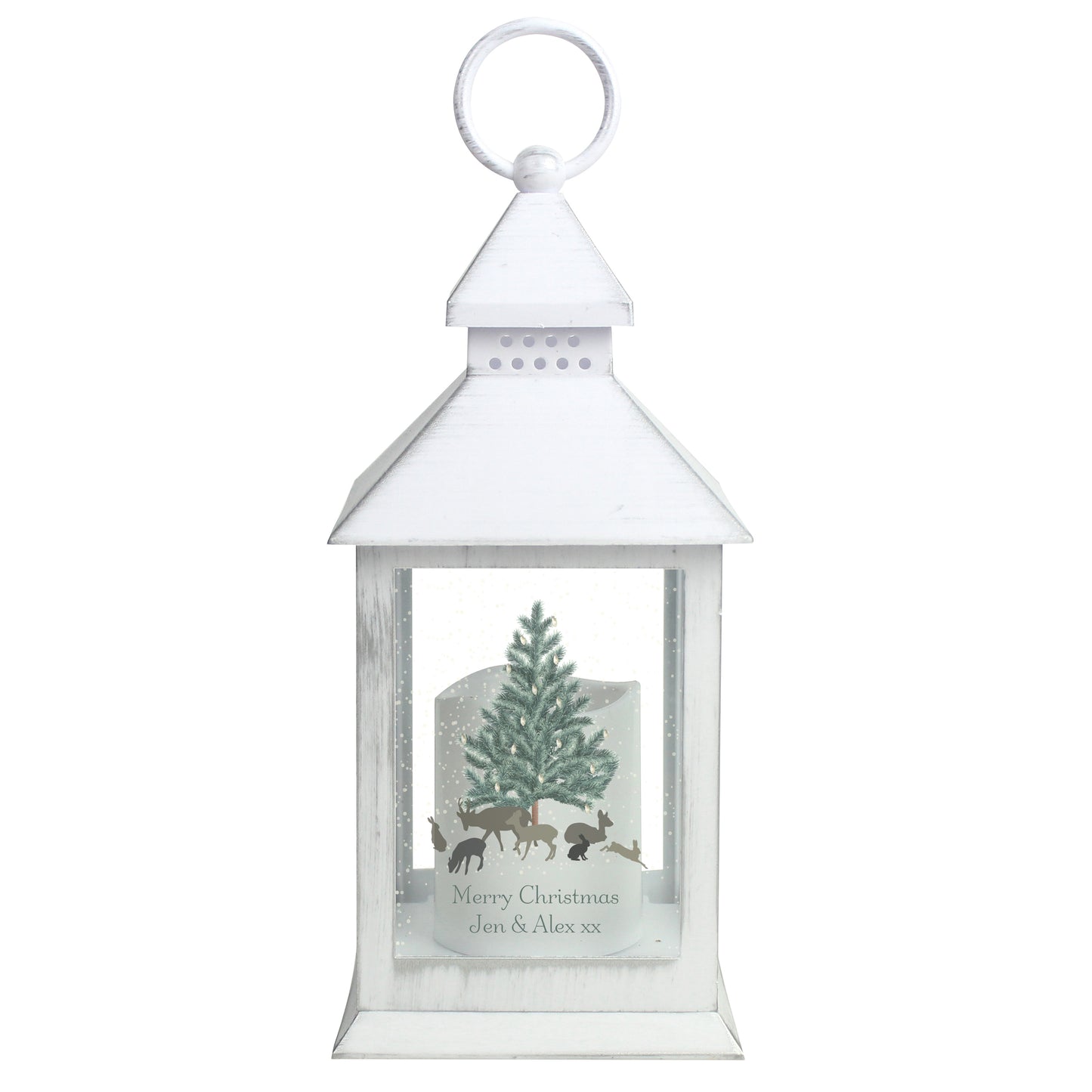 Personalised A Winter's Night White Lantern – Light Up Christmas Ornament