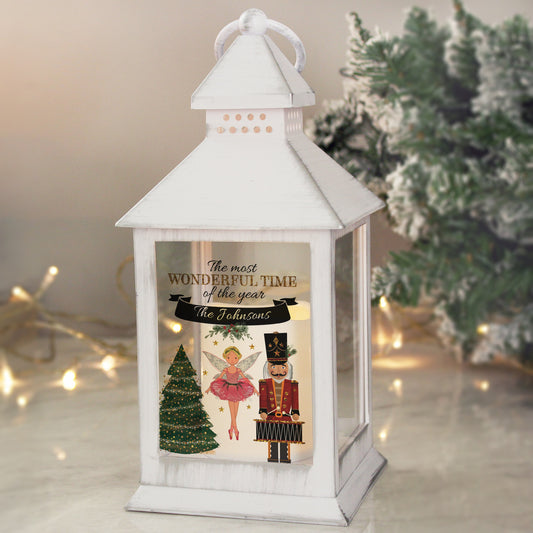 Personalised Nutcracker White Lantern – Light Up Christmas Ornament