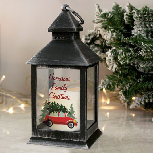 Personalised 'Driving Home For Christmas' Black Lantern – Christmas Ornament