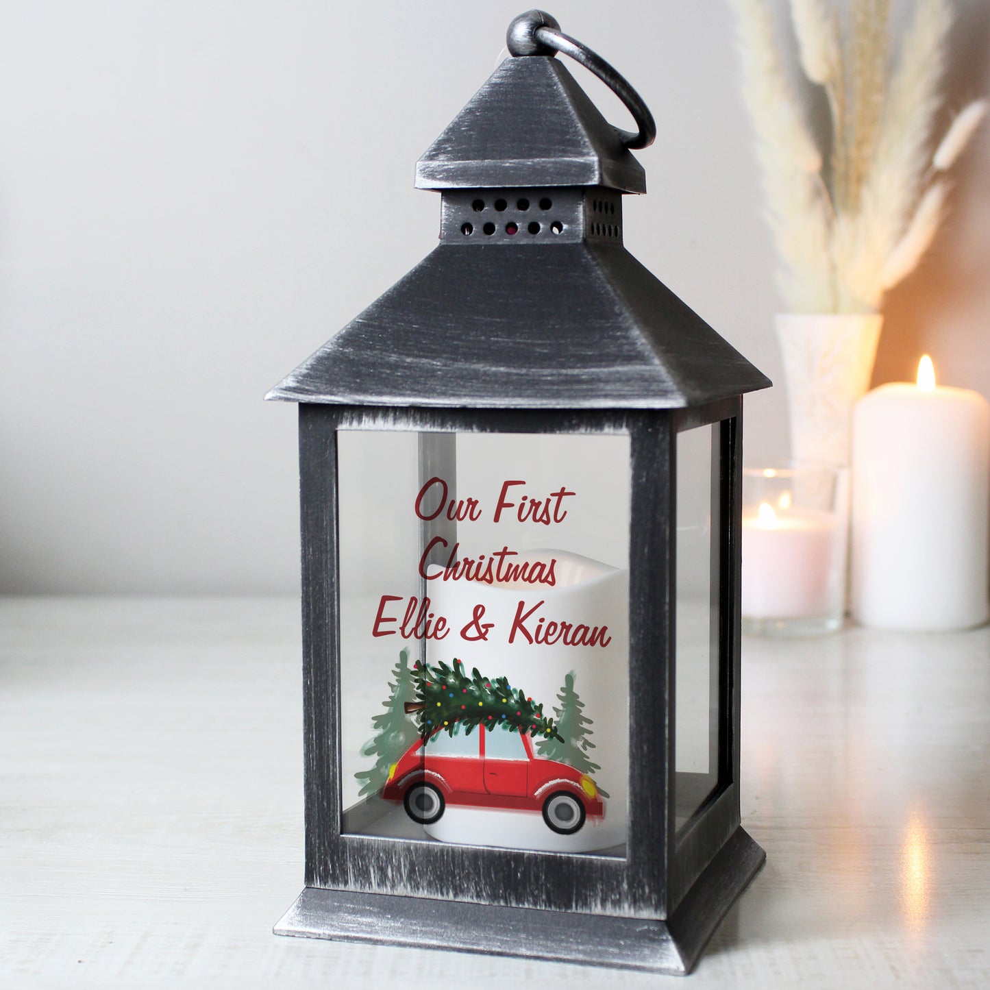 Personalised 'Driving Home For Christmas' Black Lantern – Christmas Ornament