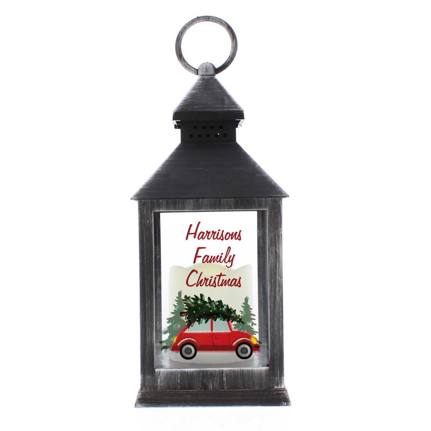Personalised 'Driving Home For Christmas' Black Lantern – Christmas Ornament