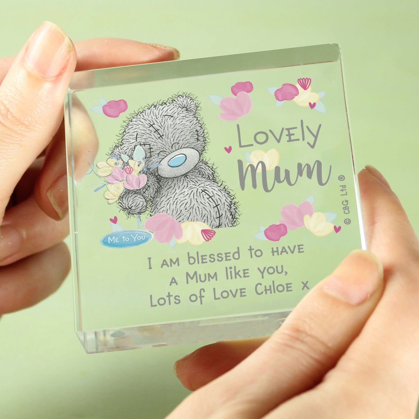 Personalised Me to You Lovely Mum Crystal Block