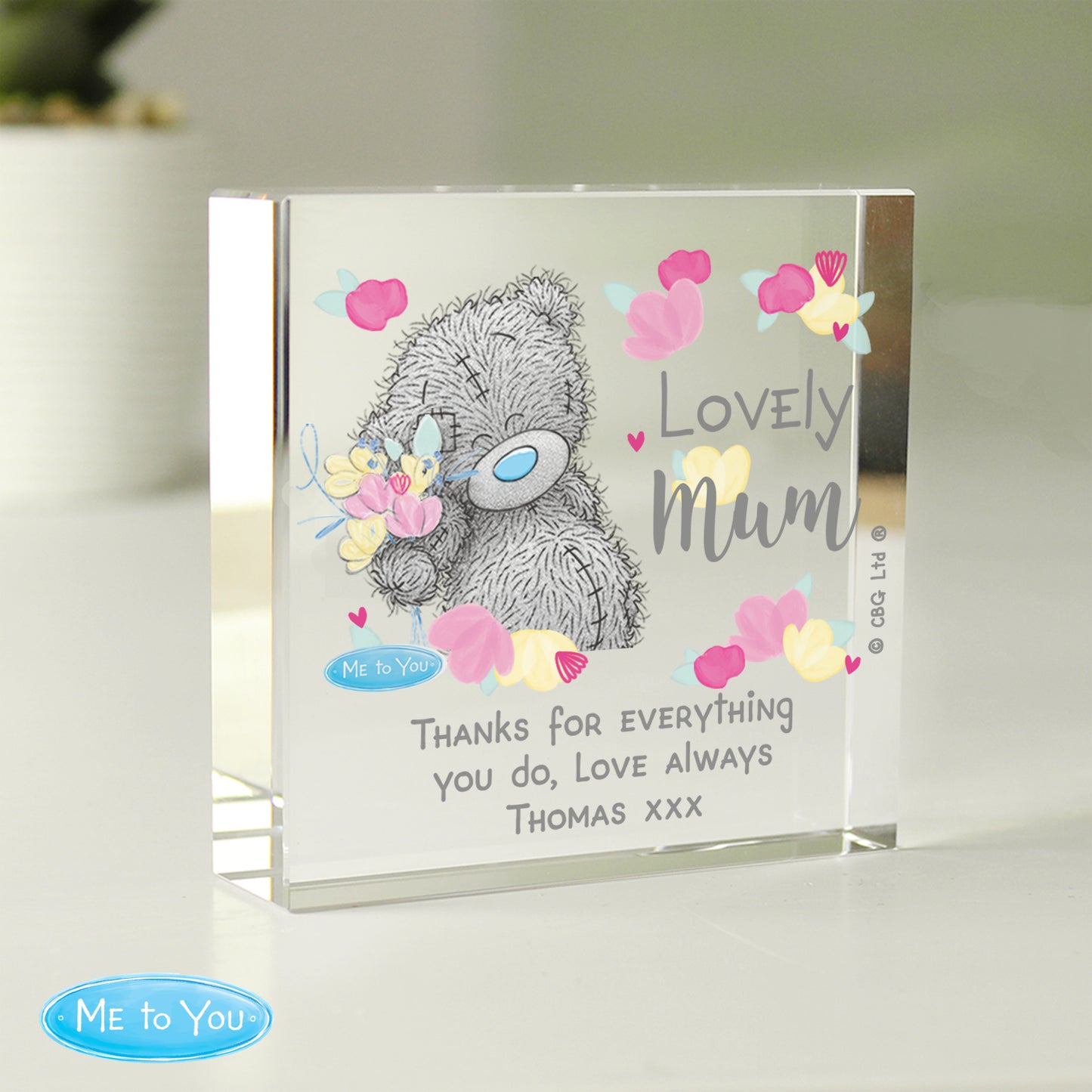 Personalised Me to You Lovely Mum Crystal Block