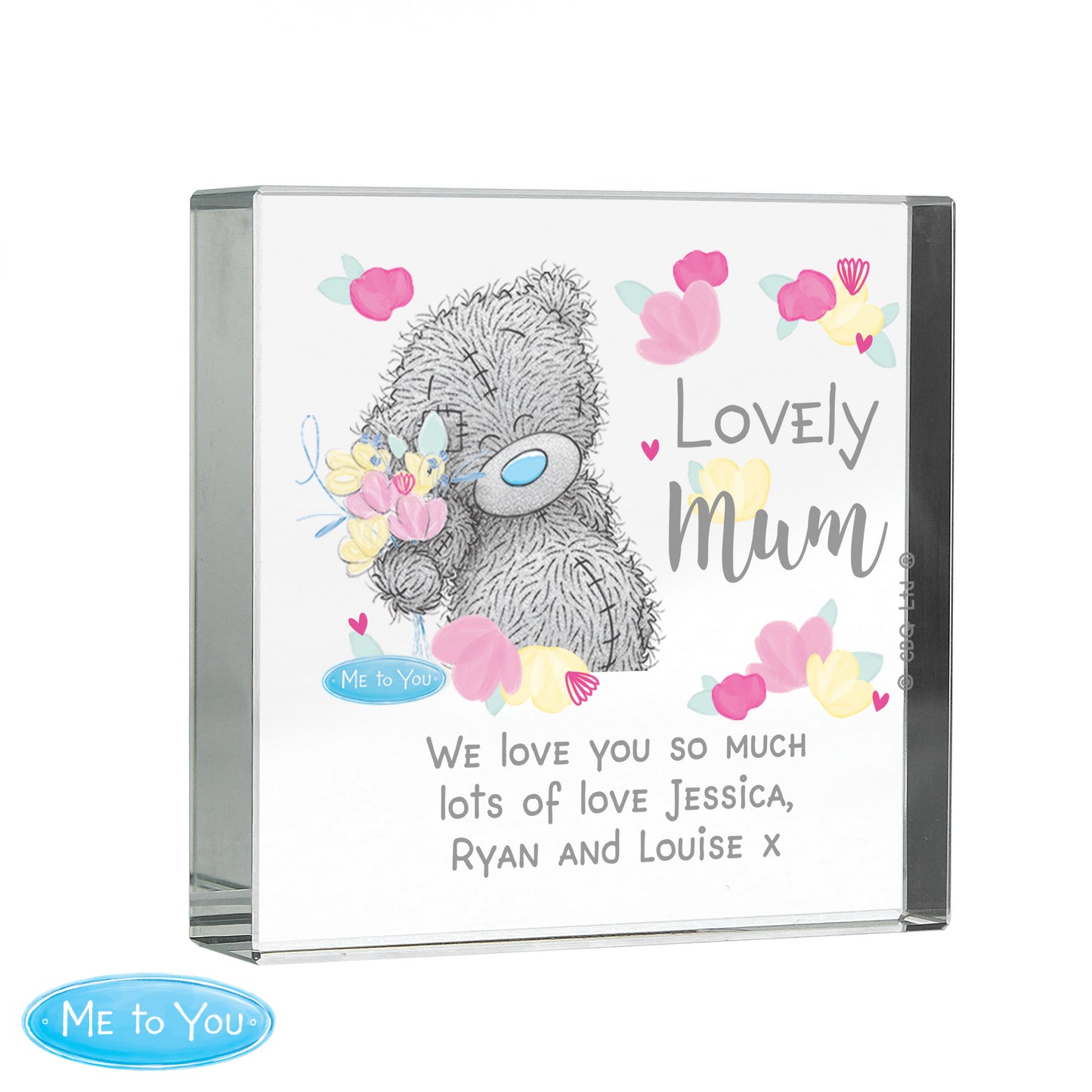 Personalised Me to You Lovely Mum Crystal Block