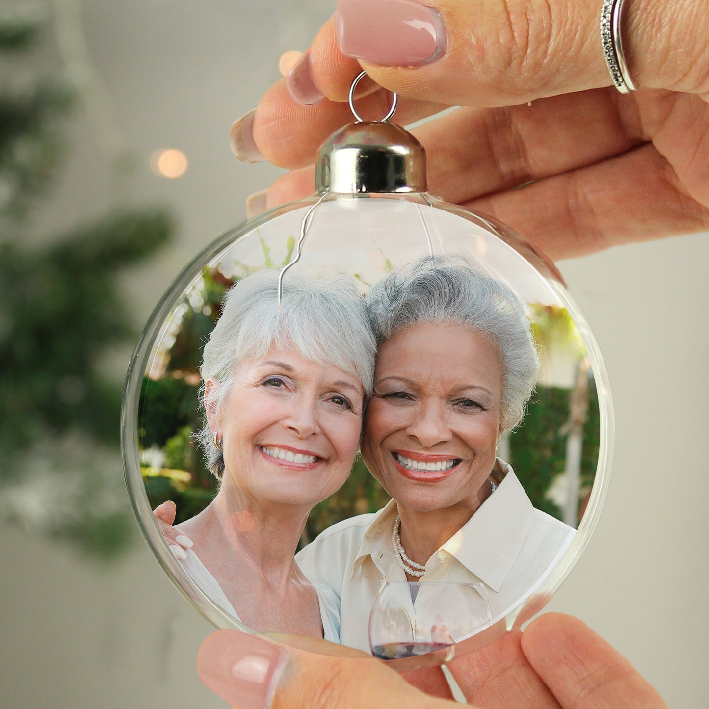 Personalised Photo Upload Glass Christmas Bauble