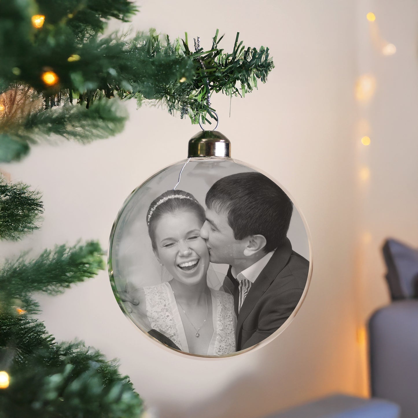 Personalised Photo Upload Glass Christmas Bauble