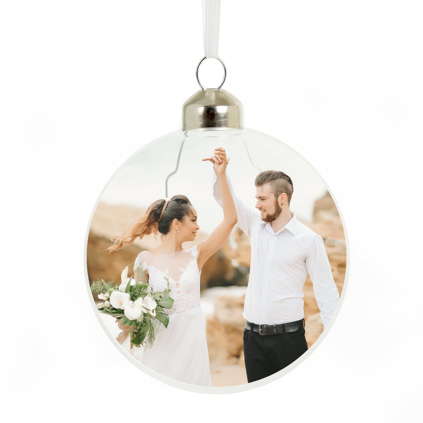 Personalised Photo Upload Glass Christmas Bauble
