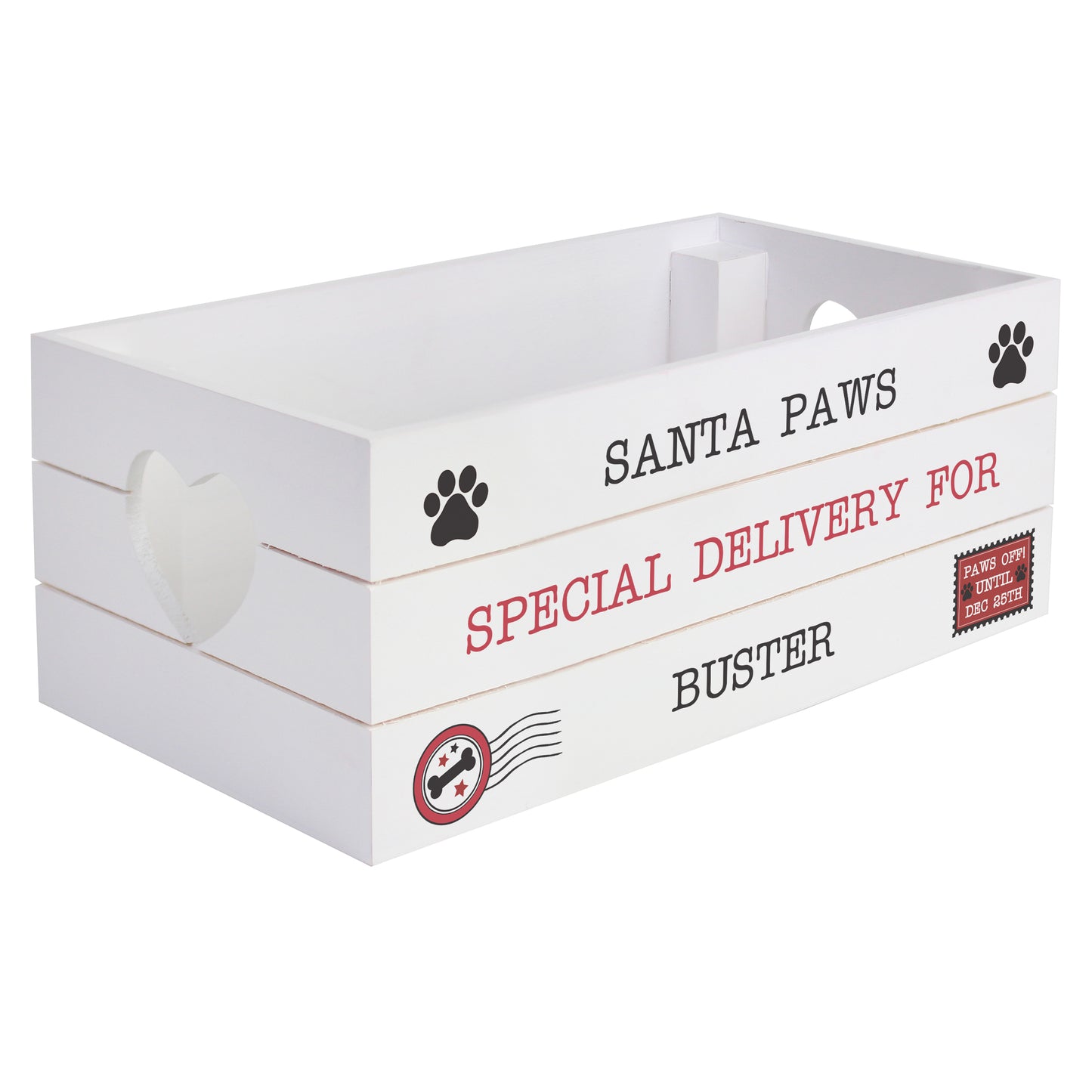Personalised 'Santa Paws' White Wooden Christmas Eve Box