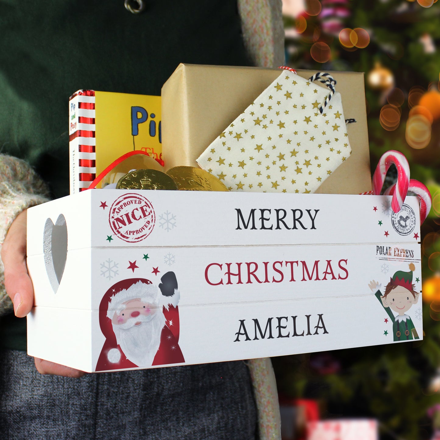 Personalised White Wooden Christmas Eve Box