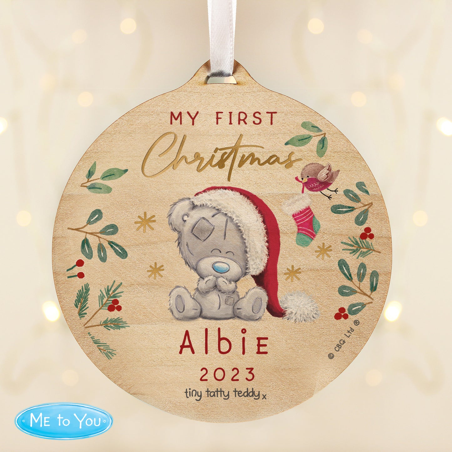 Personalised First Christmas Tiny Tatty Teddy Christmas Tree Decoration