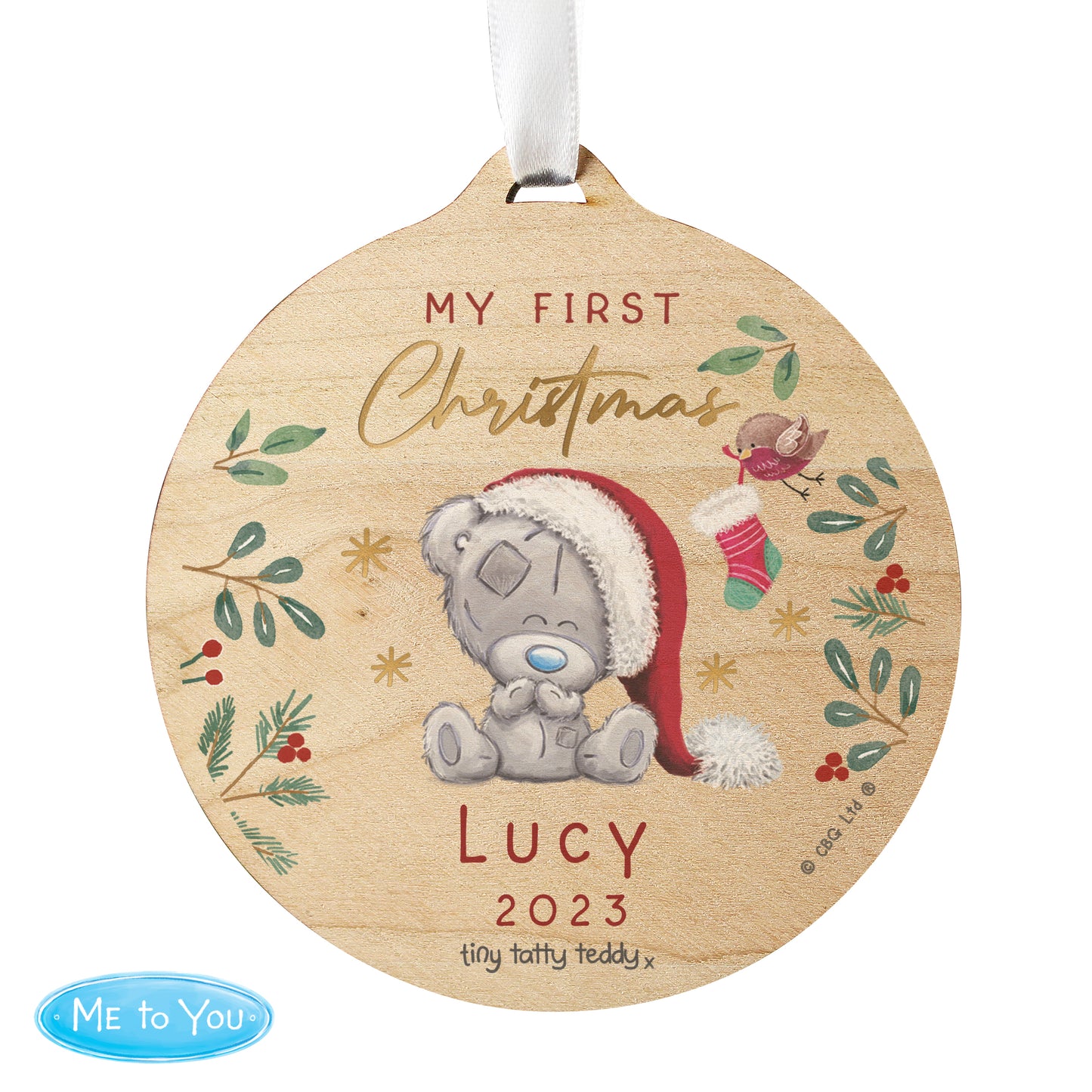 Personalised First Christmas Tiny Tatty Teddy Christmas Tree Decoration