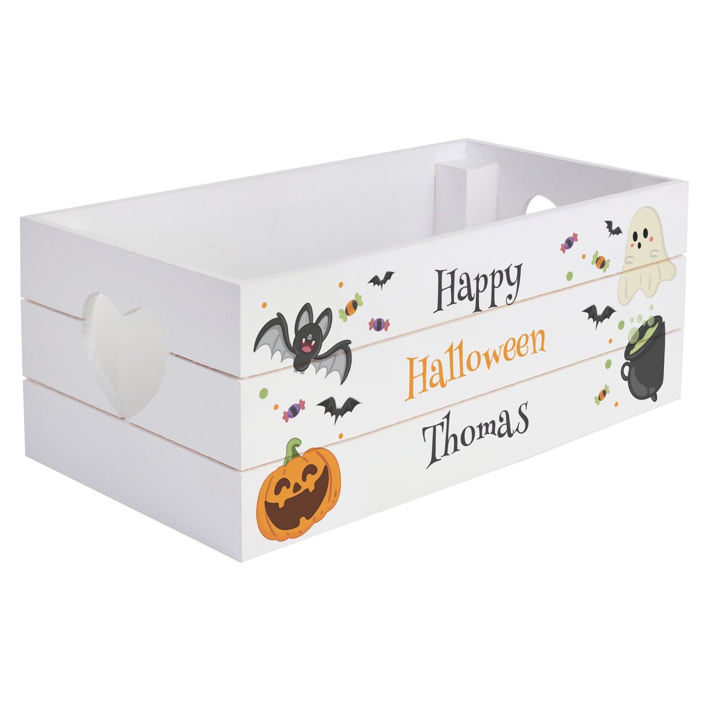 Personalised Halloween 'Boo Basket' Wooden Crate