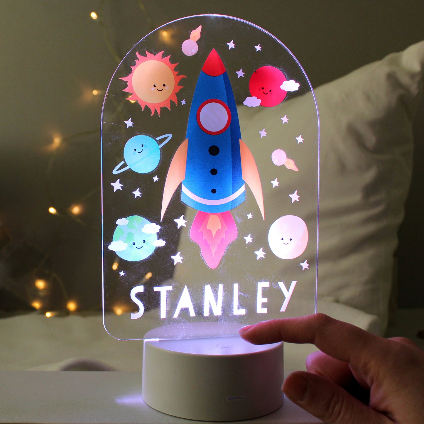 Personalised Rocket LED Colour Changing Night Light