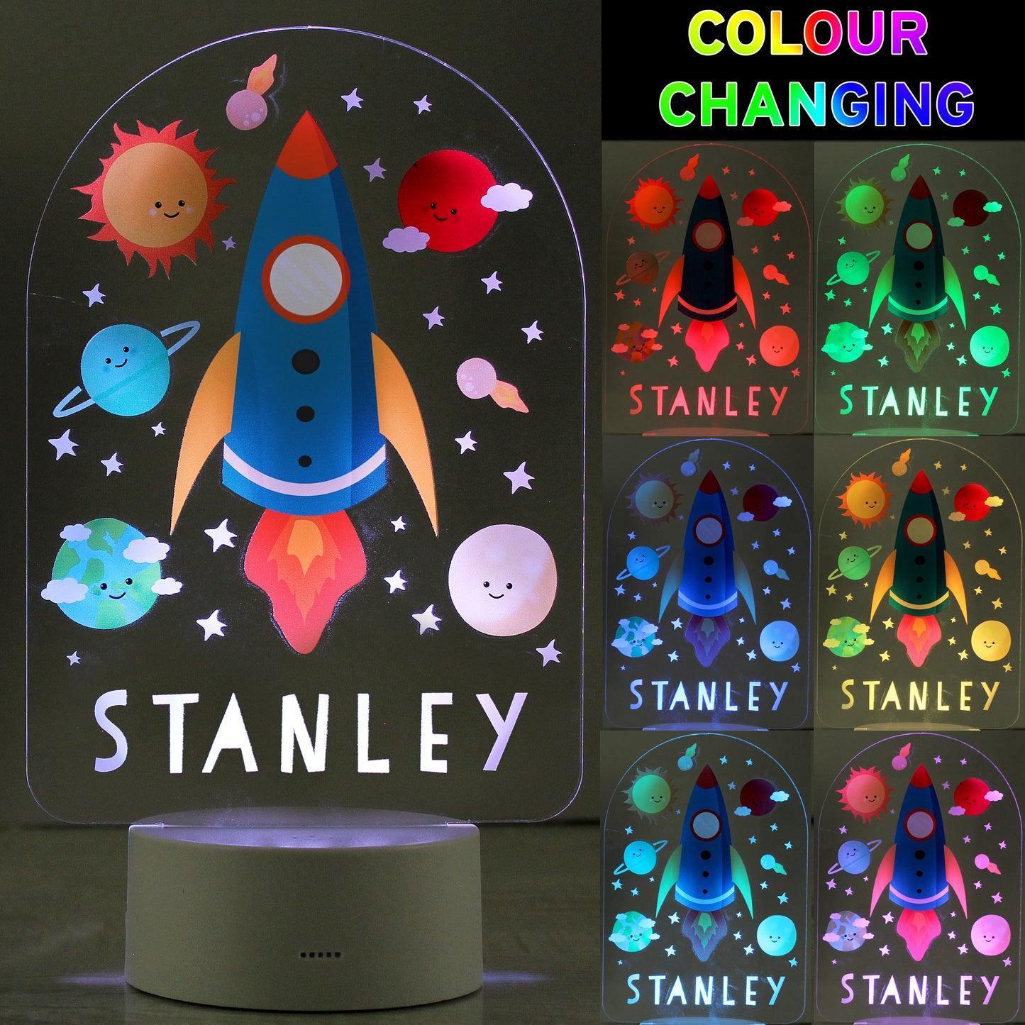 Personalised Rocket LED Colour Changing Night Light