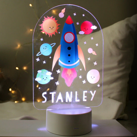 Personalised Rocket LED Colour Changing Night Light