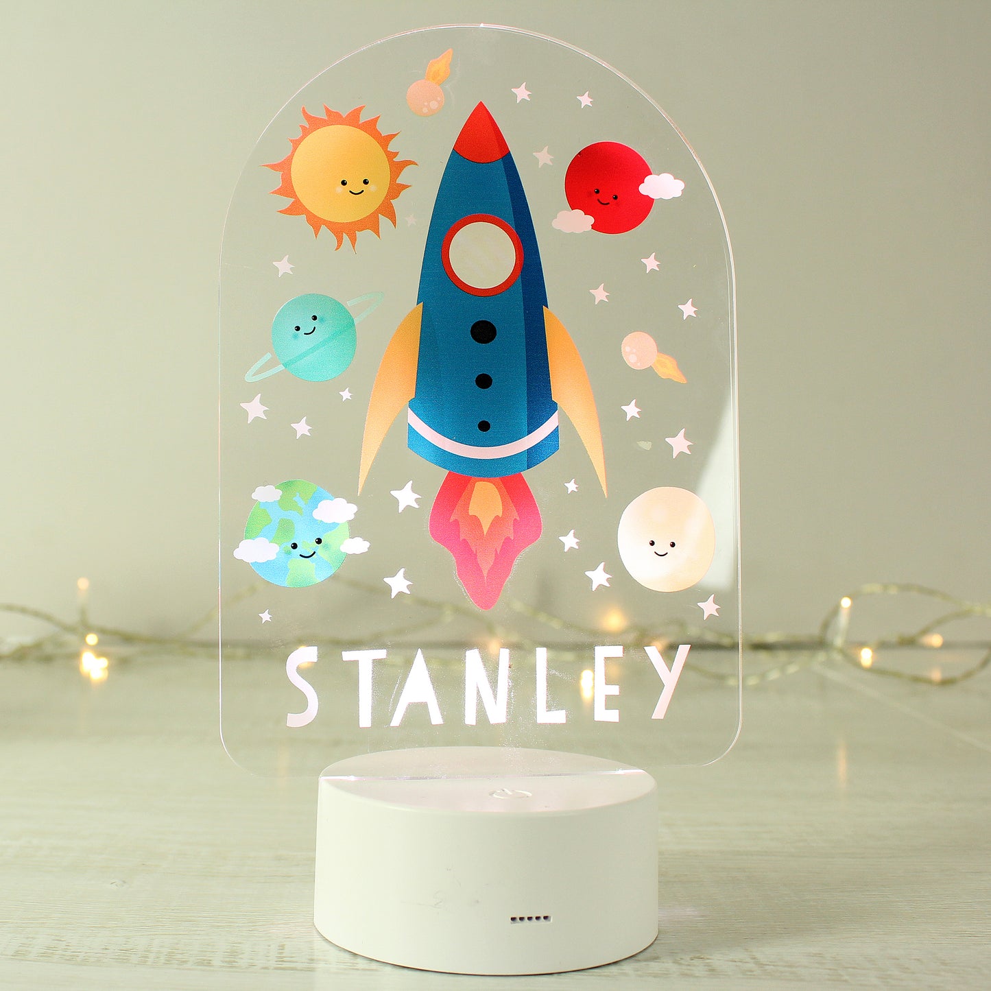 Personalised Rocket LED Colour Changing Night Light