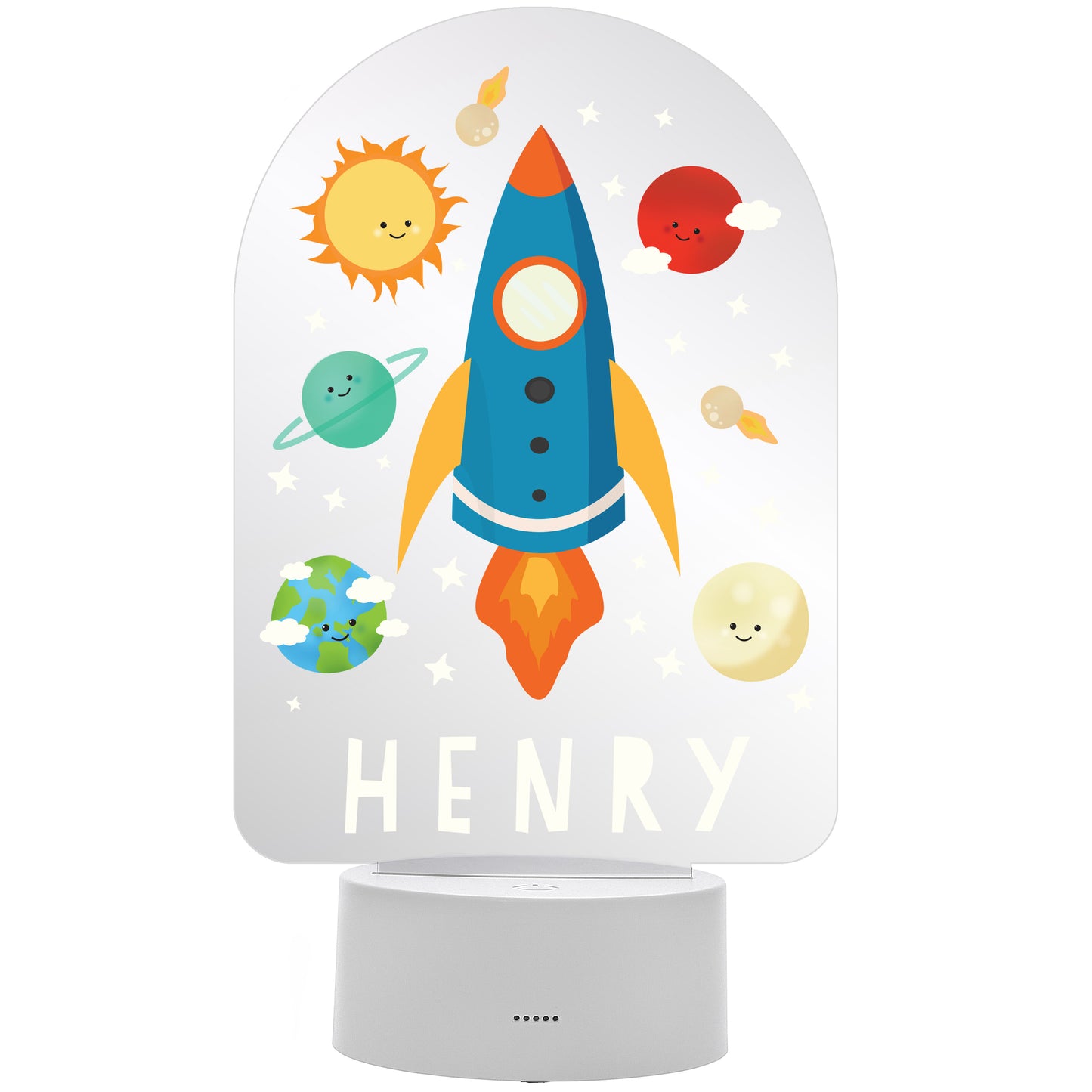 Personalised Rocket LED Colour Changing Night Light