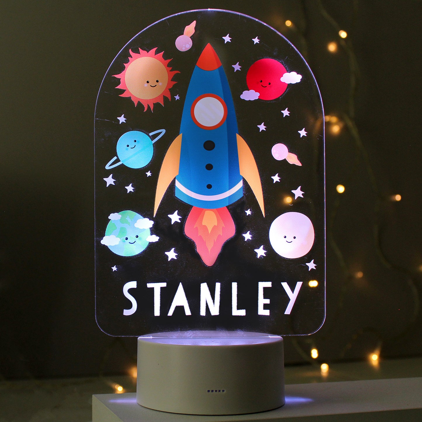 Personalised Rocket LED Colour Changing Night Light