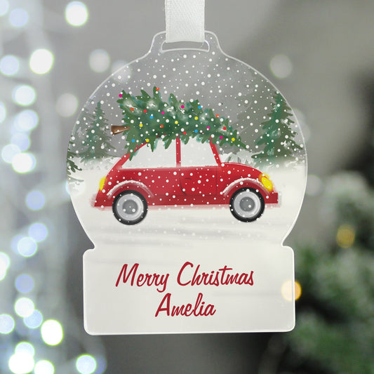 Personalised Driving Home For Christmas Acrylic Snow Globe - Gift Boxed