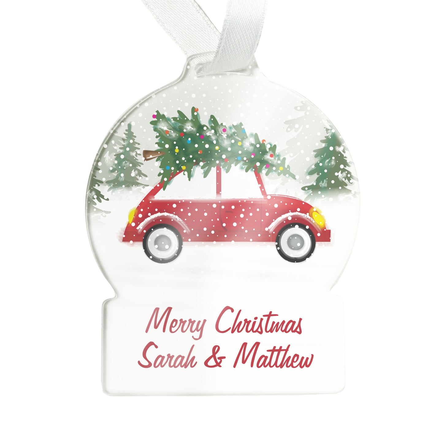 Personalised Driving Home For Christmas Acrylic Snow Globe - Gift Boxed