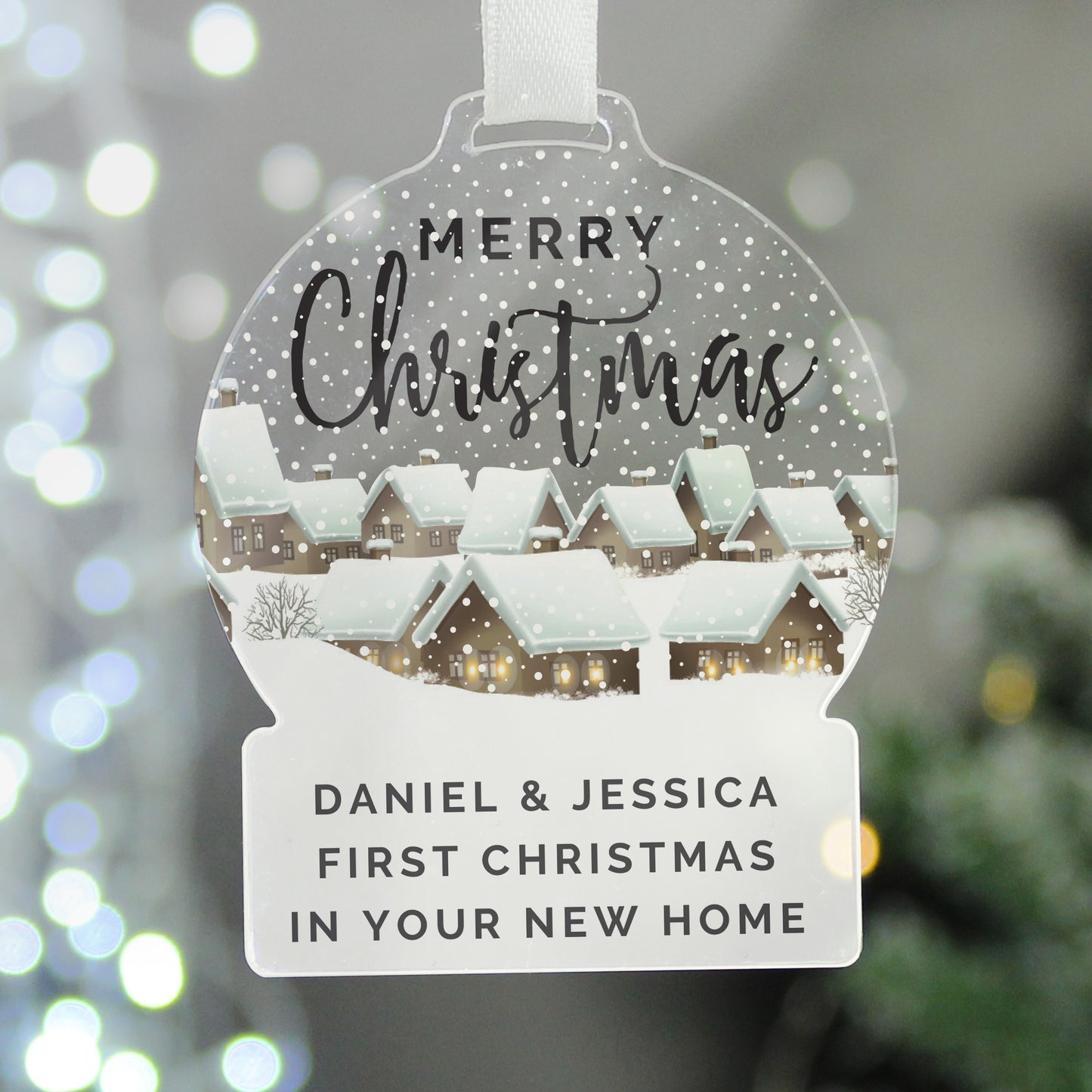 Personalised Christmas Scene Acrylic Snowglobe - Gift Boxed