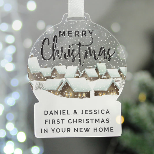 Personalised Christmas Scene Acrylic Snowglobe - Gift Boxed