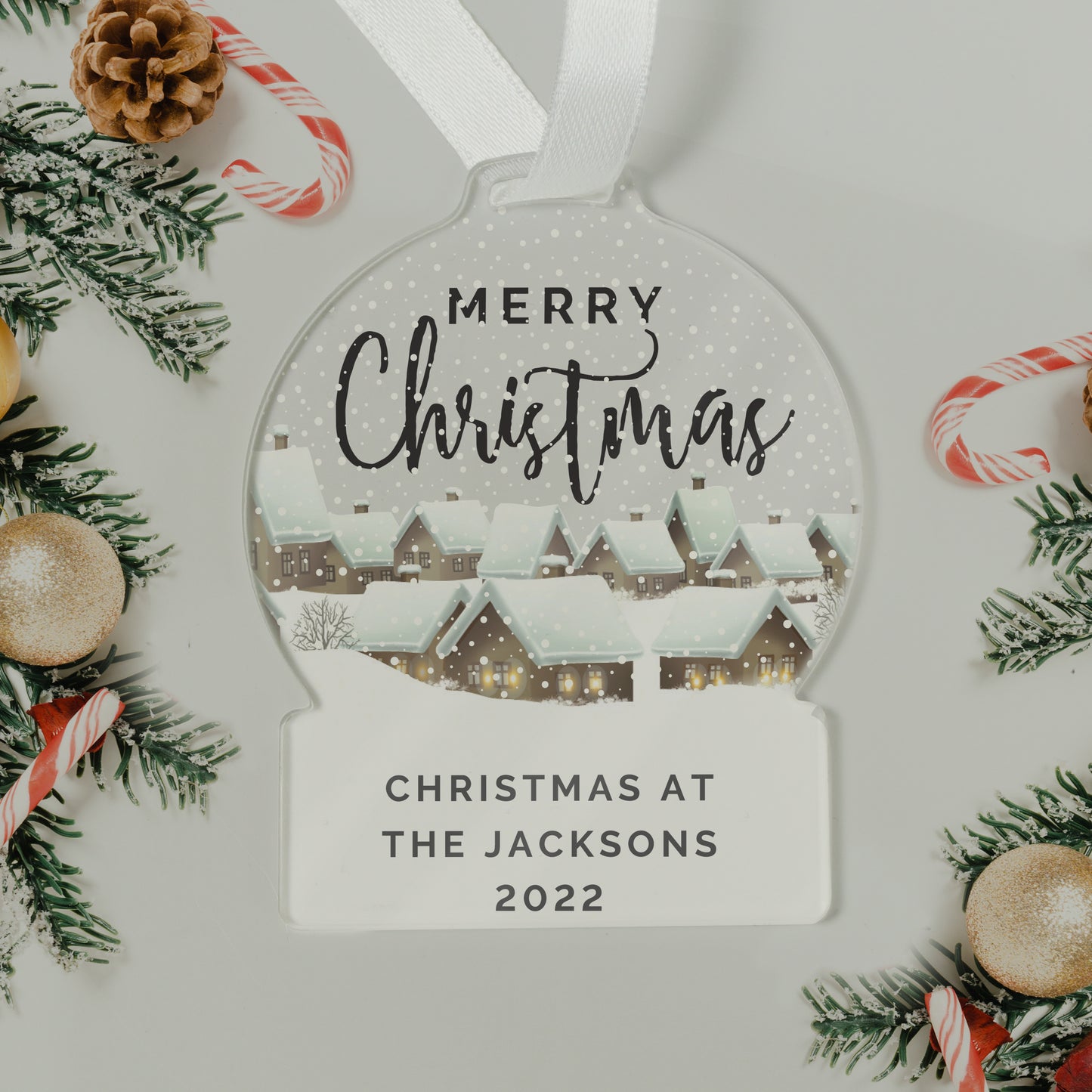 Personalised Christmas Scene Acrylic Snowglobe - Gift Boxed