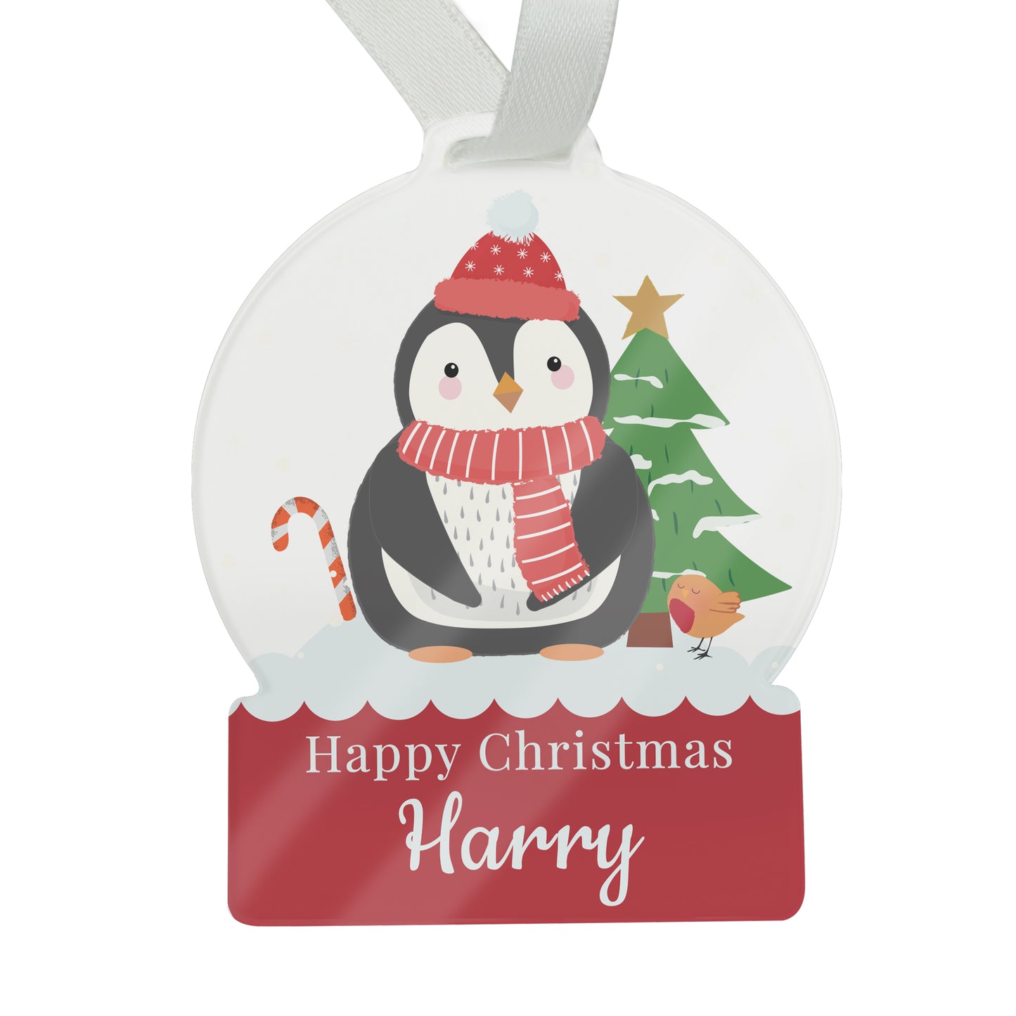 Personalised Penguin Acrylic Snowglobe - Gift Boxed