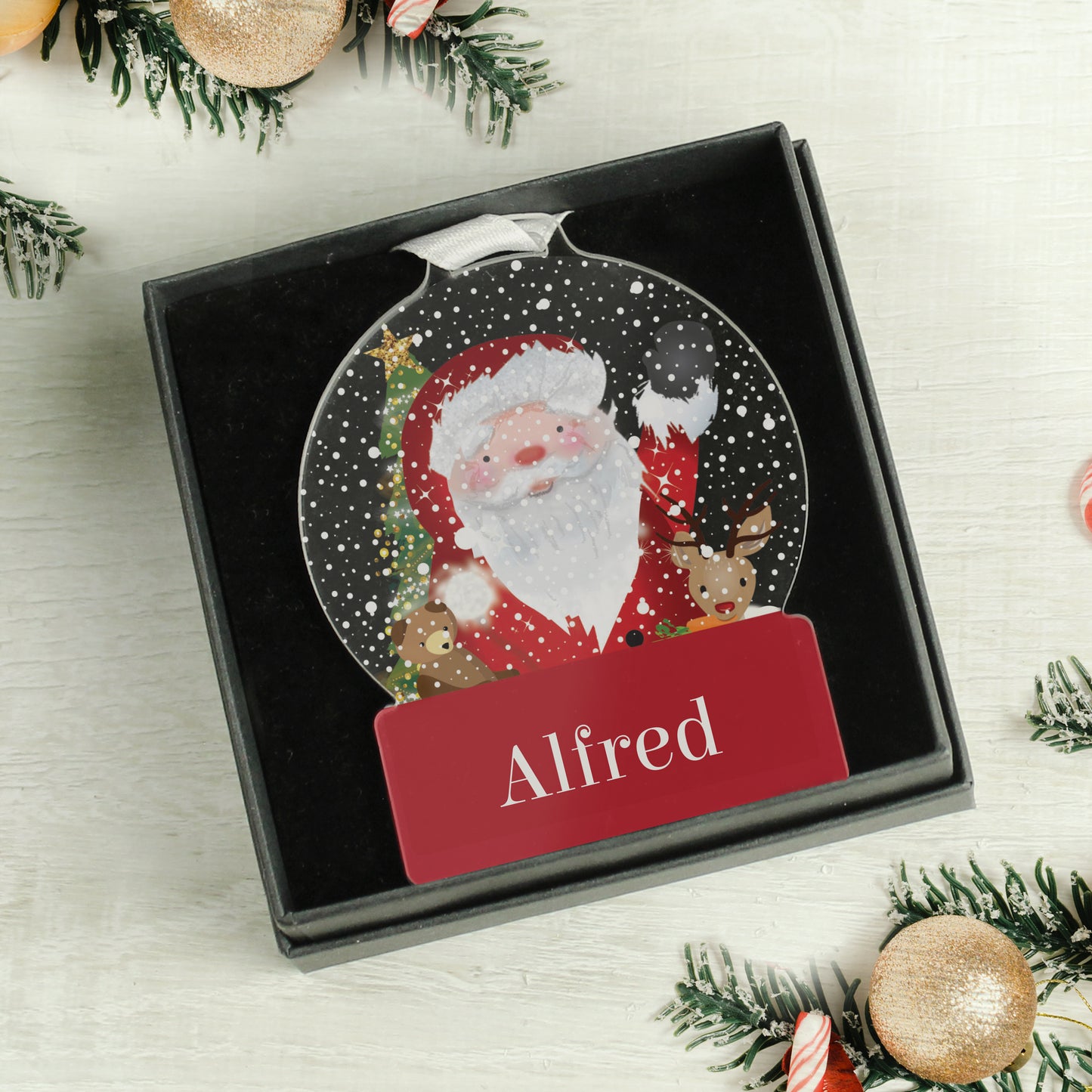 Personalised Santa Acrylic Snowglobe - Gift Boxed