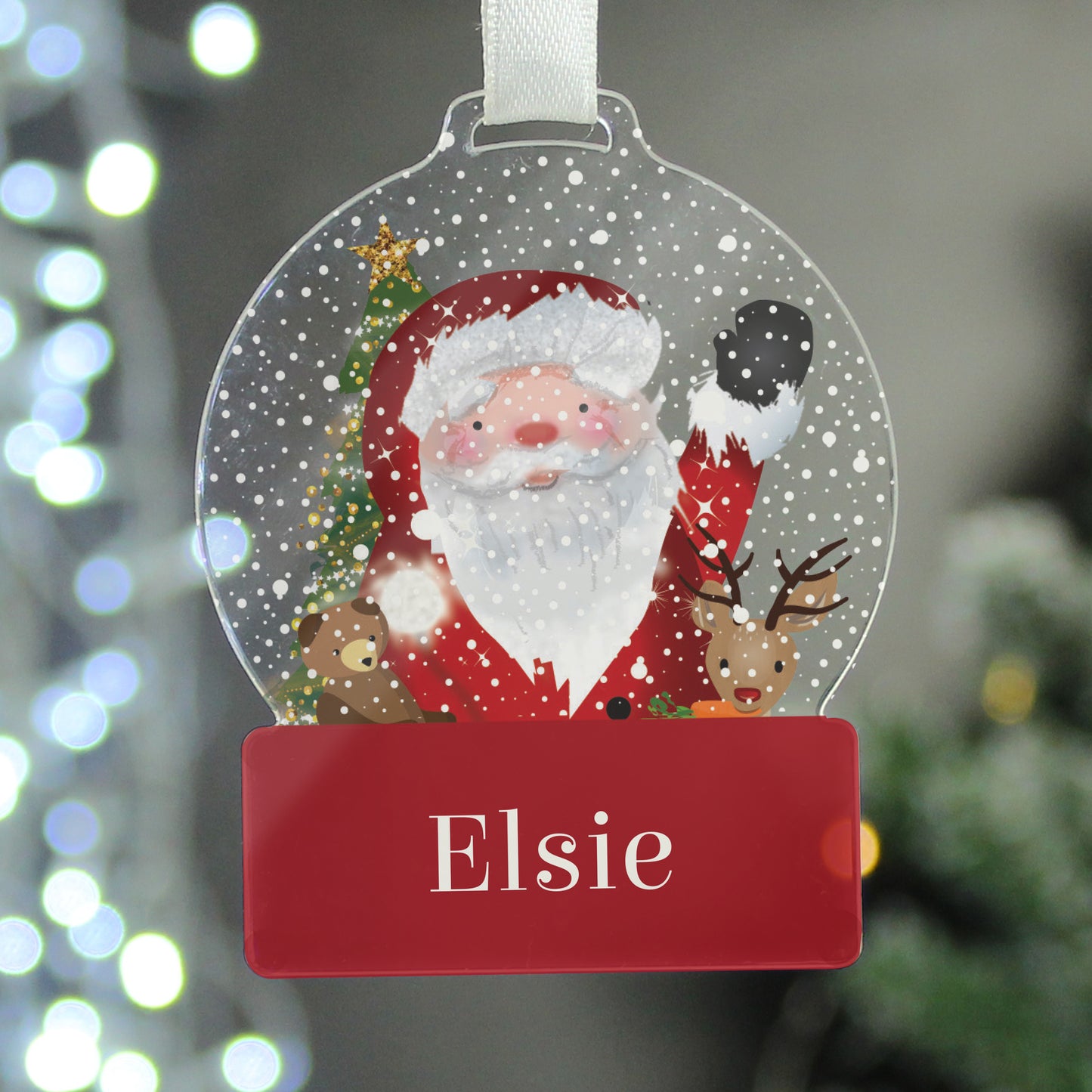 Personalised Santa Acrylic Snowglobe - Gift Boxed