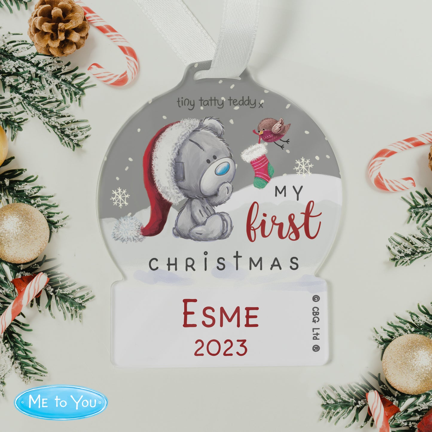 Personalised Tiny Tatty Teddy First Christmas Tree Decoration