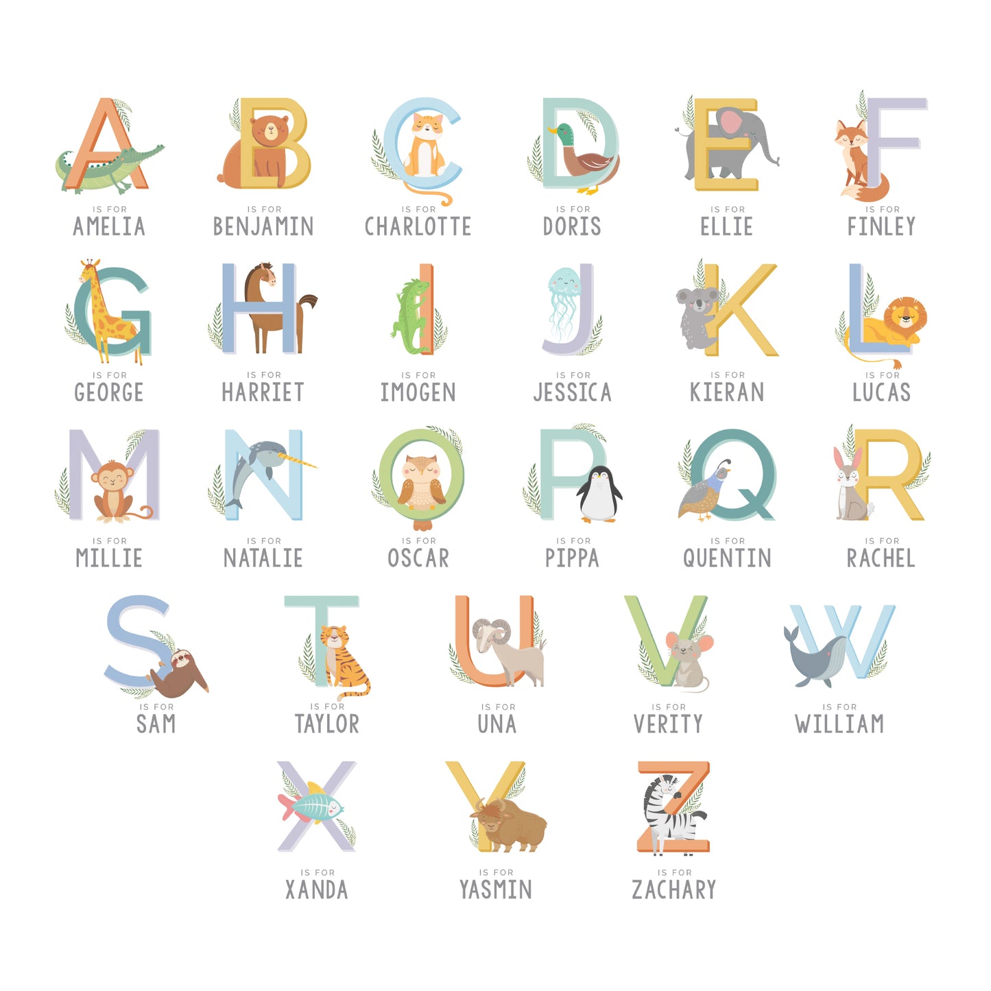 Personalised Animal Alphabet LED Light