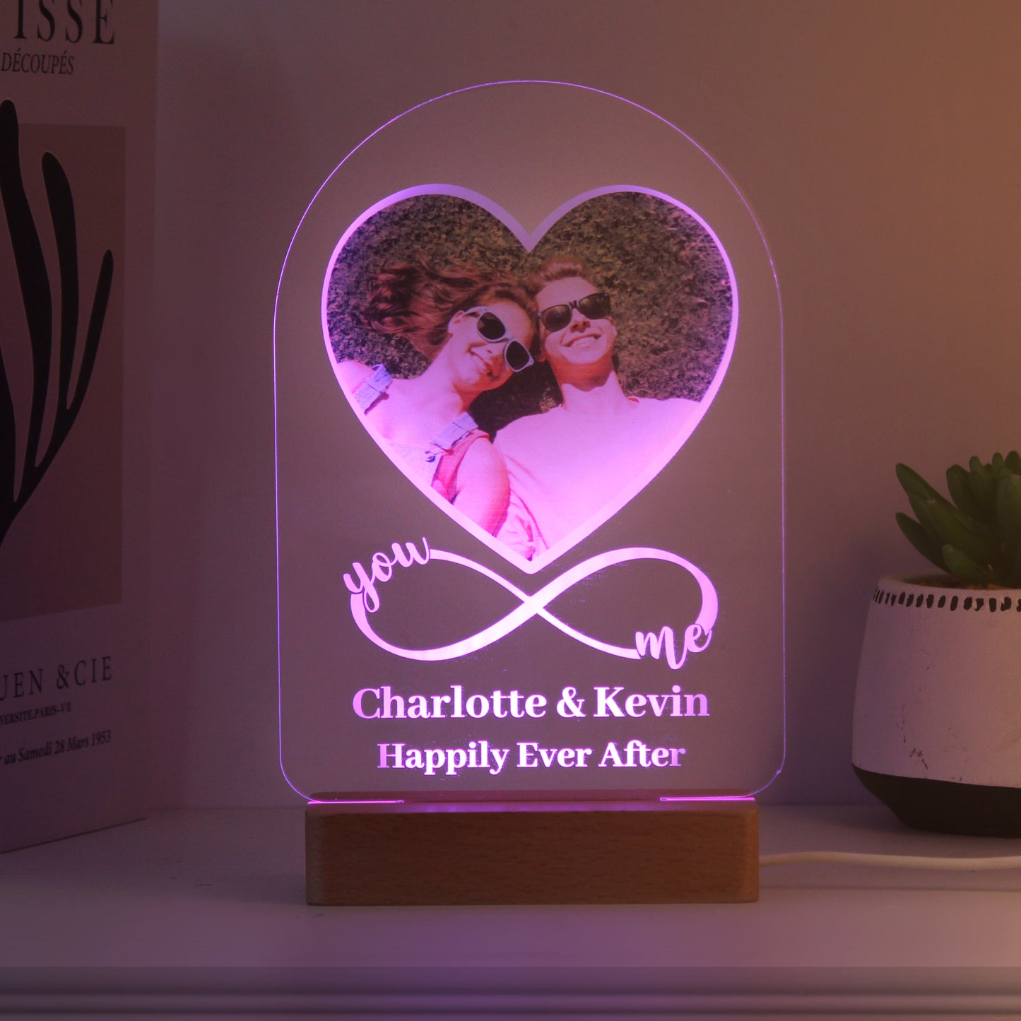 Personalised ‘You & Me’ Infinity Photo Heart LED Light