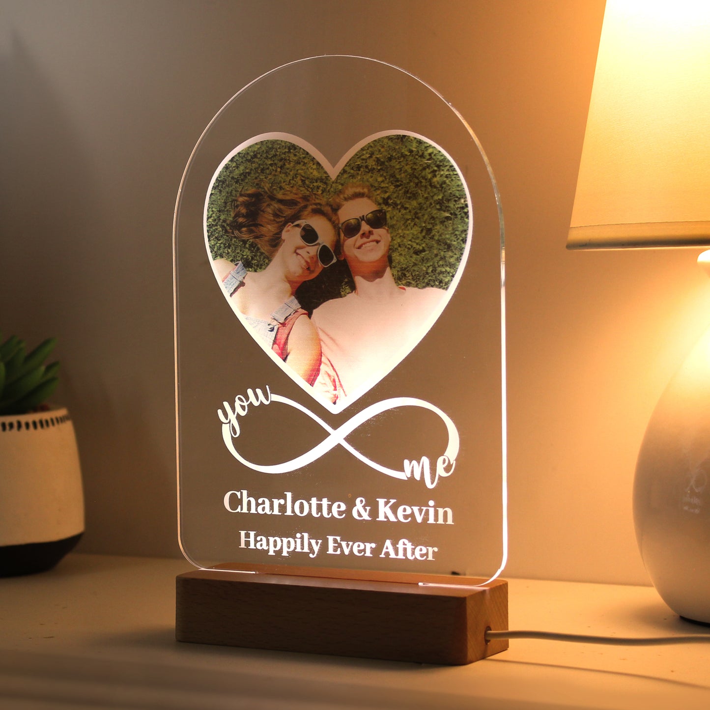 Personalised ‘You & Me’ Infinity Photo Heart LED Light