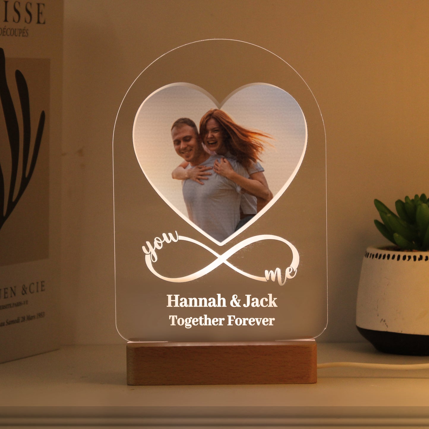 Personalised ‘You & Me’ Infinity Photo Heart LED Light
