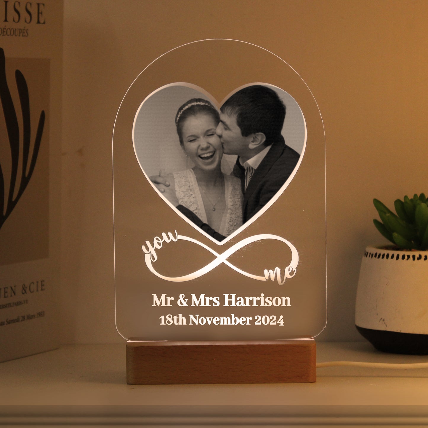 Personalised ‘You & Me’ Infinity Photo Heart LED Light