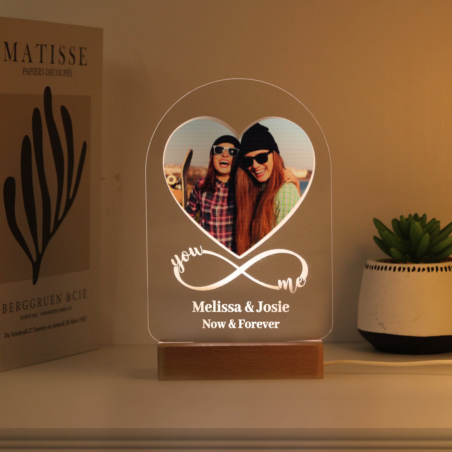 Personalised ‘You & Me’ Infinity Photo Heart LED Light