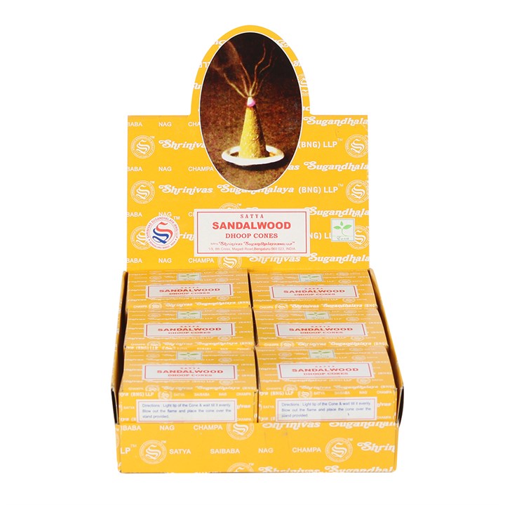 Set of 12 Sandal Wood Dhoop Incense Cones by Satya (6/30)