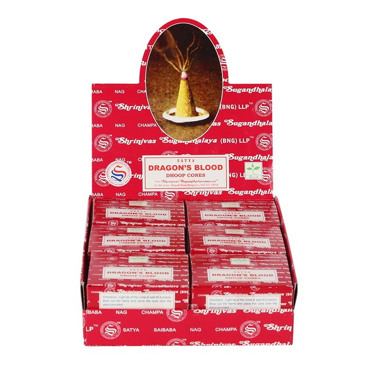 Set of 12 Dragons Blood Dhoop Incense Cones by Satya (6/30)