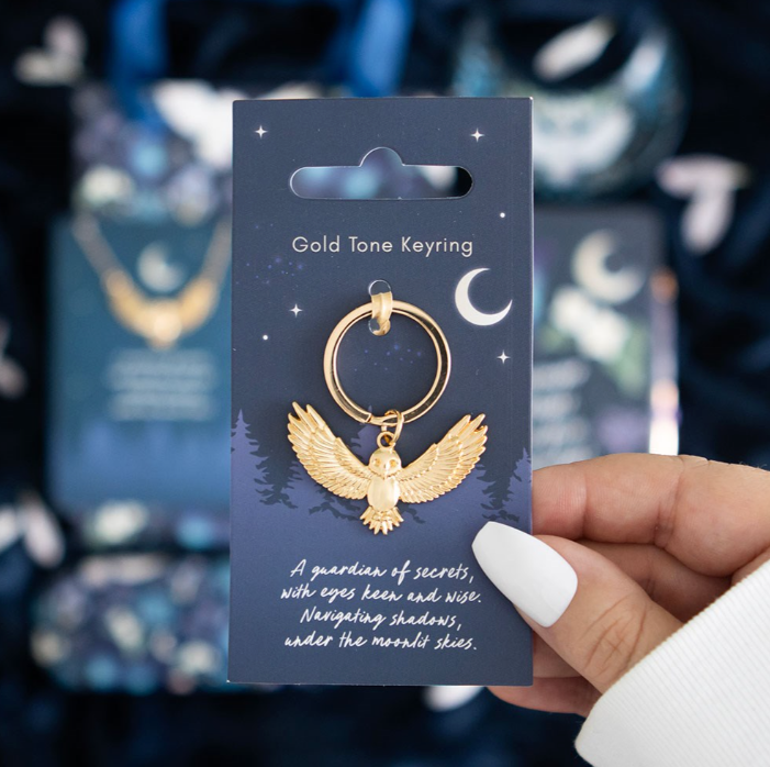Night Owl Metal Keyring