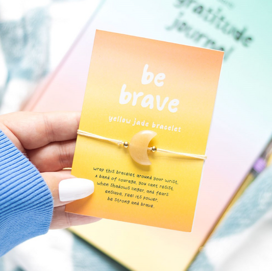 Be Brave Yellow Jade Crystal Moon Bracelet