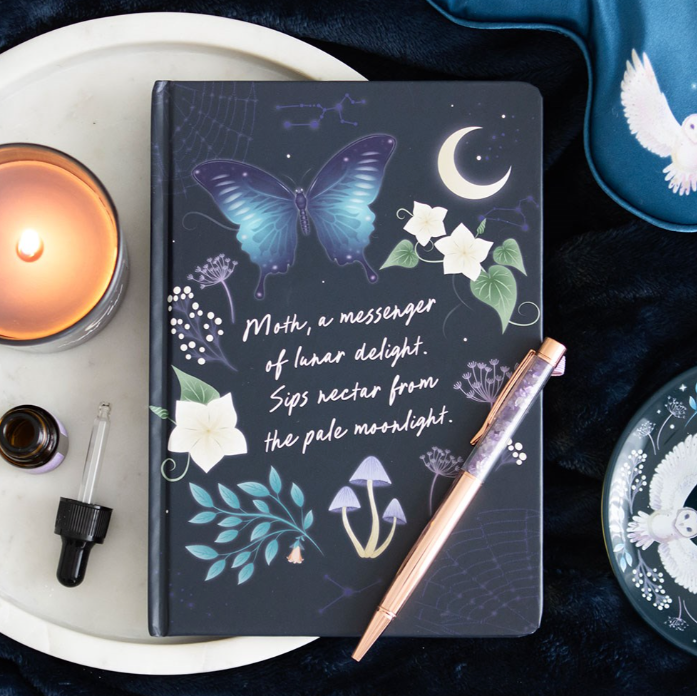 Midnight Moth Journal with Amethyst Pen